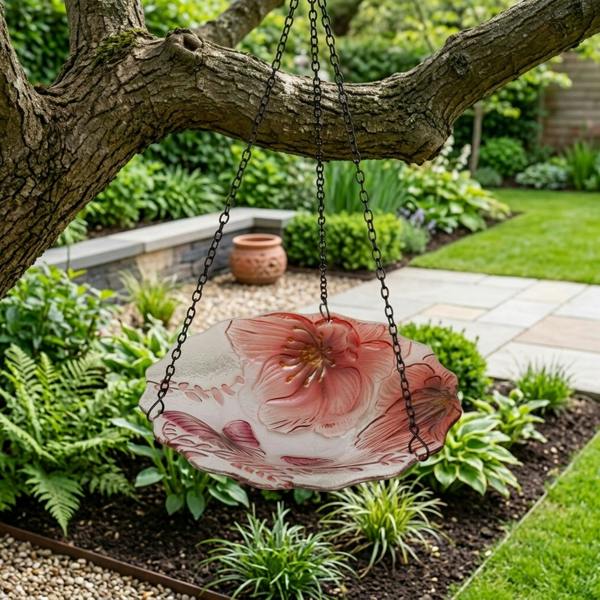Garden Greatness Butterfly Floral Hanging Bird Feeder Bath