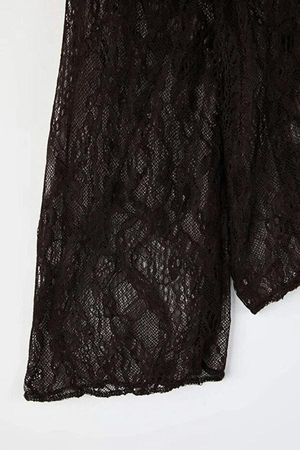 WOVCOR Regular Fit Boat Neck Lace Knit Plus Size Blouse