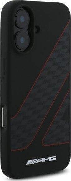 Mercedes Benz AMG Checkered Flag Pattern Case with MagSafe for iPhone 16 6.1" Black & Red - AMHMP16S2SCFR