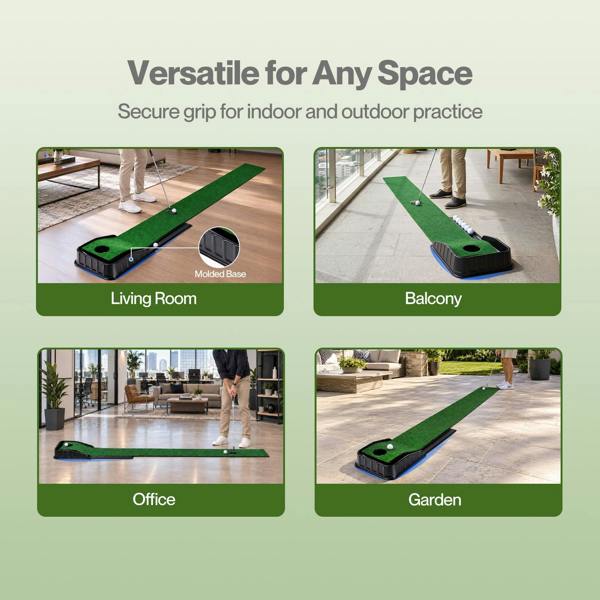Centra Golf Putting Mat Auto Ball Return Path 220x33cm Indoor Outdoor Green