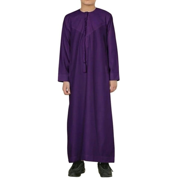 Thobez TT-001 - Boy's Emirati Thobe Islamic Clothing String Tassel - Purple