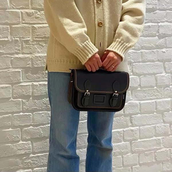 Zatchels Leather Midi Satchel - Double Stitch - Graphite