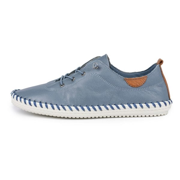 Lunar Women's St Ives Leather Plimsolls - Mid Blue