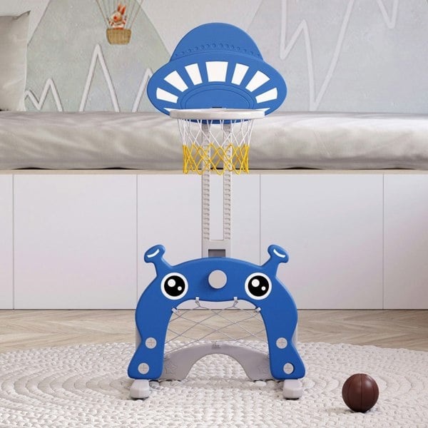2-in-1 Adjustable Kids Basketball Hoop with Football Goal Kids Basketball Hoops Living and Home