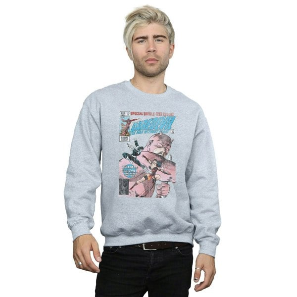 Marvel Mens Daredevil Distressed Bullseye Vs Elektra Cover Sweatshirt - Sports Grey