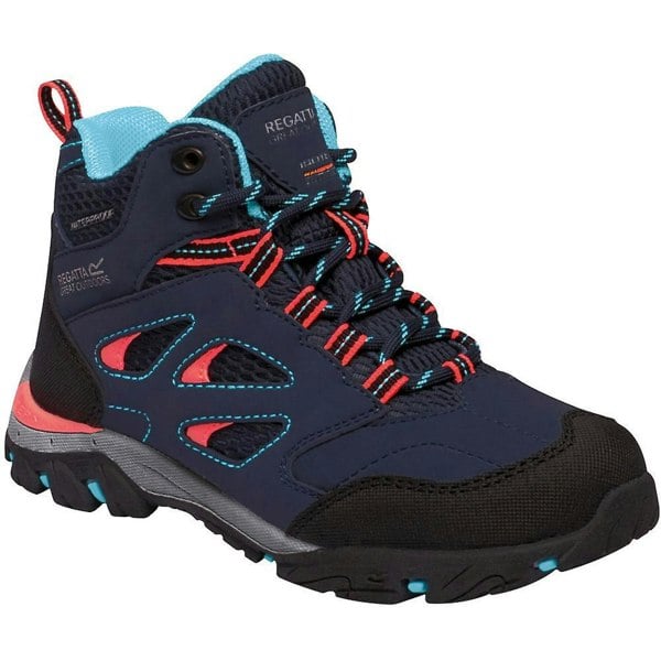 Regatta Boys Holcombe IEP Junior Hiking Boots - Navy/Fiery Coral