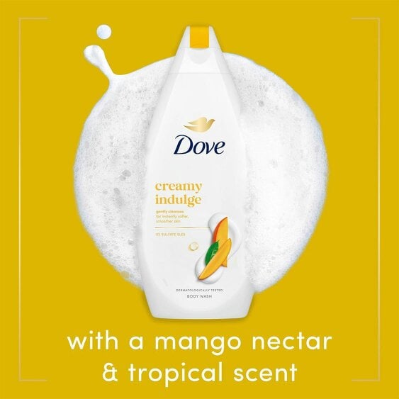 Dove Creamy Indulge Body Wash 12 Pack, 0% Sulfate SLES Shower Gel, 450ml
