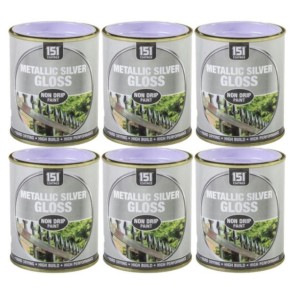 151 6X Metallic Silver Gloss Non-Drip Paint 300ml