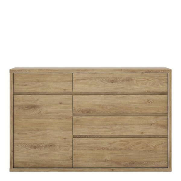 Wyld Haus Athens Natural Oak Wood Effect 1 Door 5 Drawer Storage Chest