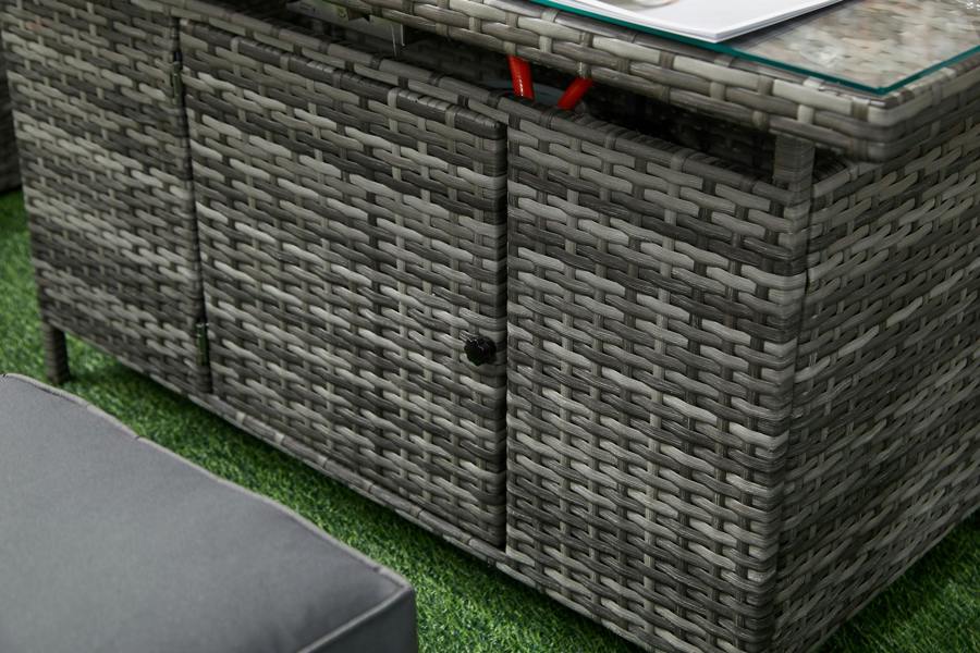 The Tarporley Grey 9 Seat Corner Firepit Rattan Dining Set - Madefor.Living