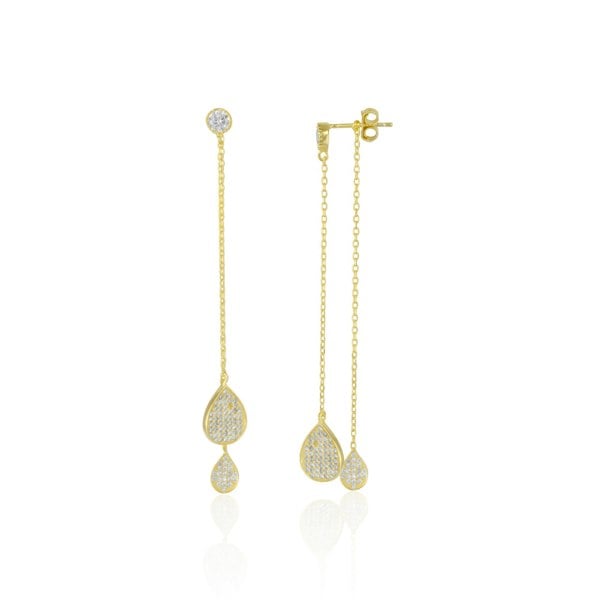 Spero London Raindrop Sterling Silver Chain Drop Earrings