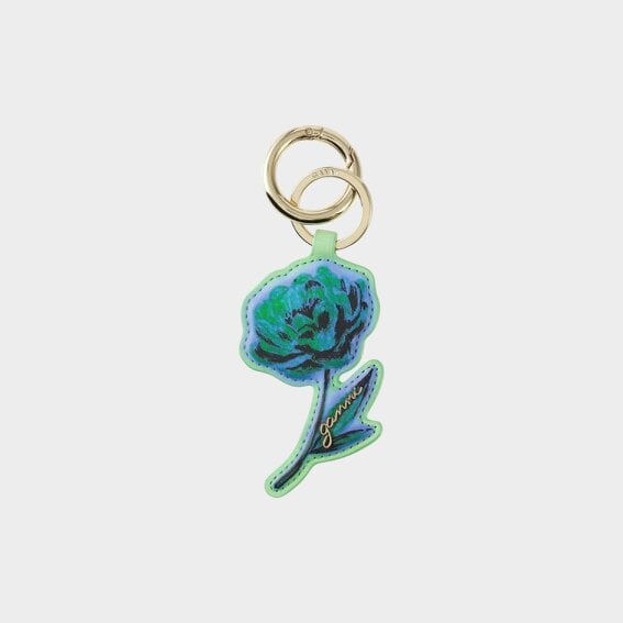 GANNI Flower Keyring Stone Green