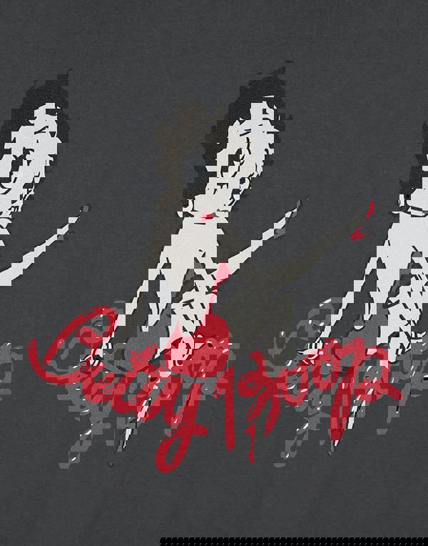 Betty Boop Womens Grey Leg Cropped Short Sleeved T-Shirt