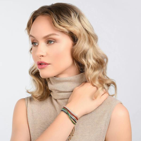 Adjustable Gold Bracelet for Women with Green Stones - namana.london