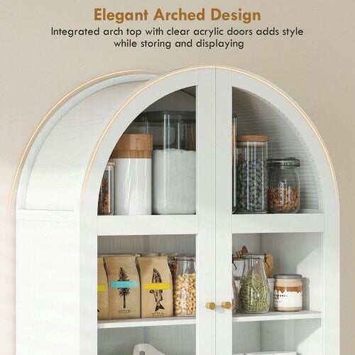 HOMCOM 180cm Tall Kitchen Cupboard, Storage Cabinet, Acrylic Doors, White