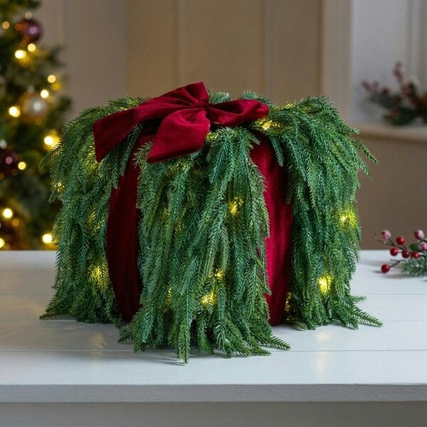 Garden Greatness Light-Up Pine Bow Parcel Christmas Decoration