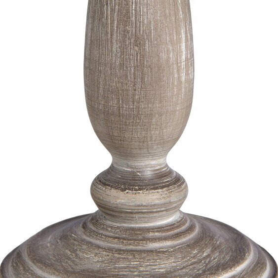 Wyld Haus Naples Farmhouse Rustic Grey Wooden Table Lamp with Cream Linen Shade