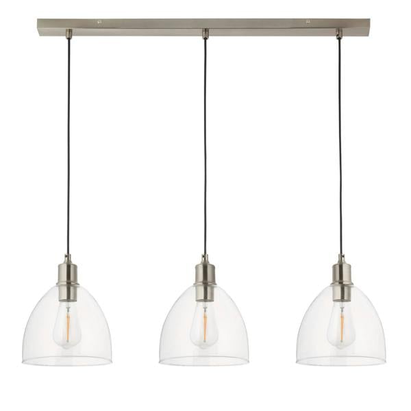 Pagazzi Lighting Jacob 3 Light Nickel and Glass Ceiling Pendant Bar