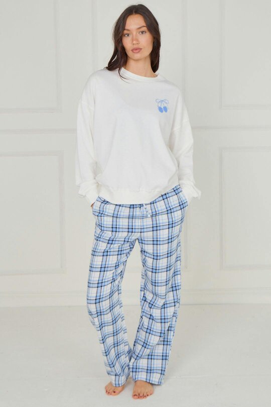 Sweet Side Cotton Pyjama Set – Blue Check