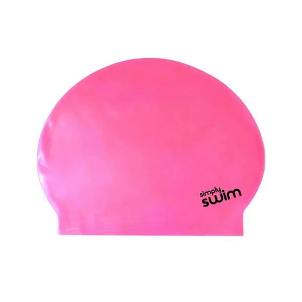 Pink silicone Simply Swim swim cap in solid colours latex for adults