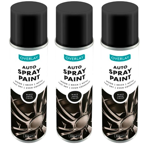 Overlay 3X Overlay Satin Black Auto Professional Spray Paint 250ml