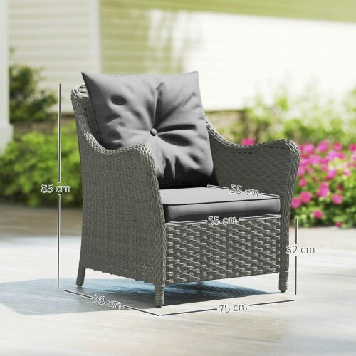 Wyld Haus Neluli Rattan Dark Grey Set Of 2 Outdoor Armchairs With Cushions Armrests And High Back
