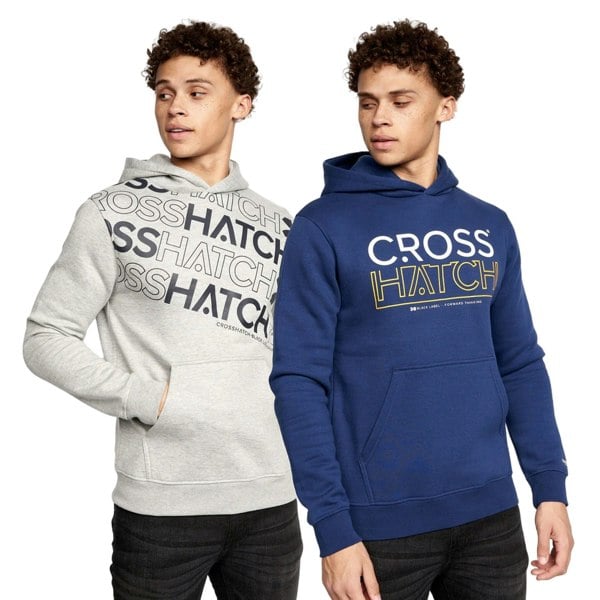 Crosshatch Mens Shardo Hoodie (Pack of 2) - Navy/Grey Marl