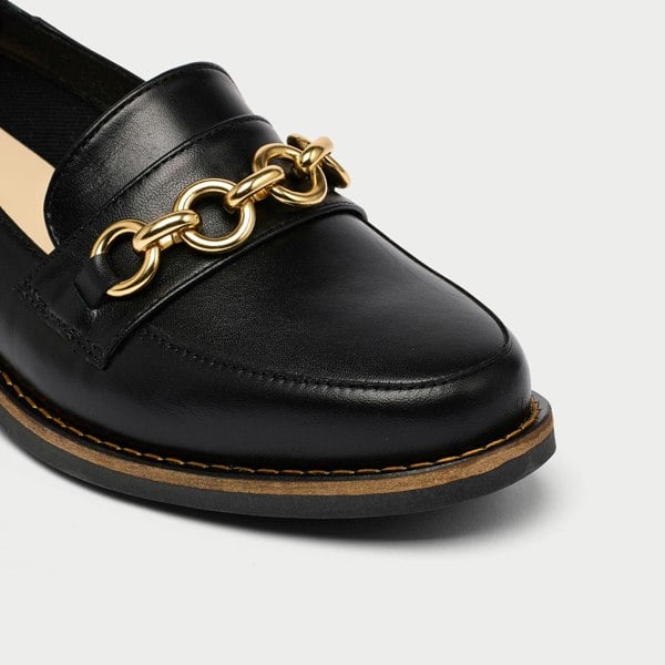 Calla Rebecca Chunky Loafer Shoes for Bunions & Wide Feet - Black Leather