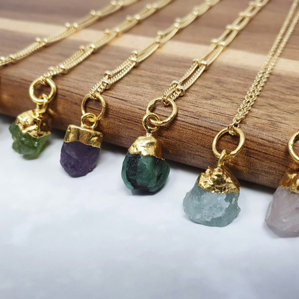 18ct Gold Vermeil Raw Birthstone Necklace