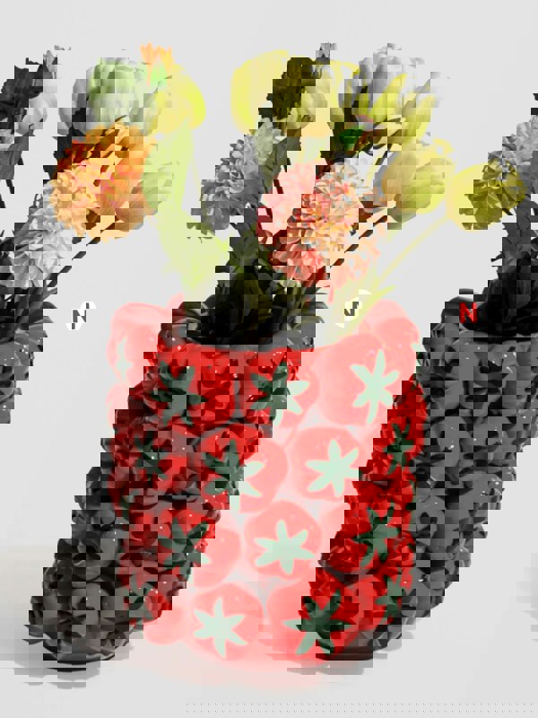 Ceramic Tomato Vase - Large Red Fruit Design with 3D Detail