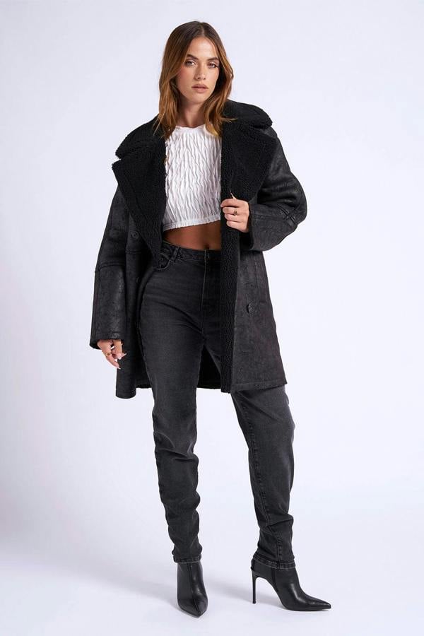 Urban Bliss Black Mid Length Bonded Coat