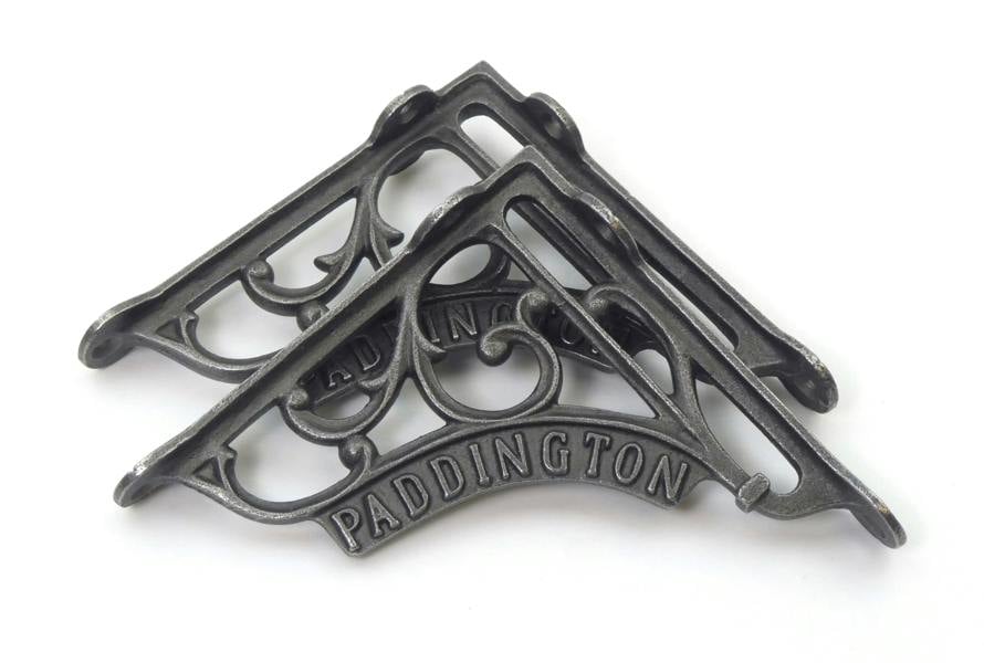 Pair of Antique Cast Iron London Paddington Shelf Brackets