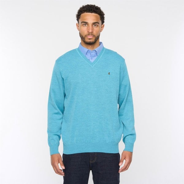 Gabicci G54K01 Mens Plain Vee Kneck Knit Gabicci Classic - AQUA
