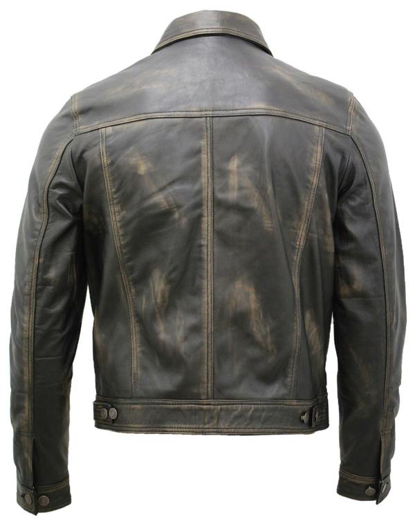 Infinity Leather Men’s Retro Leather Trucker Jacket-Constantine
