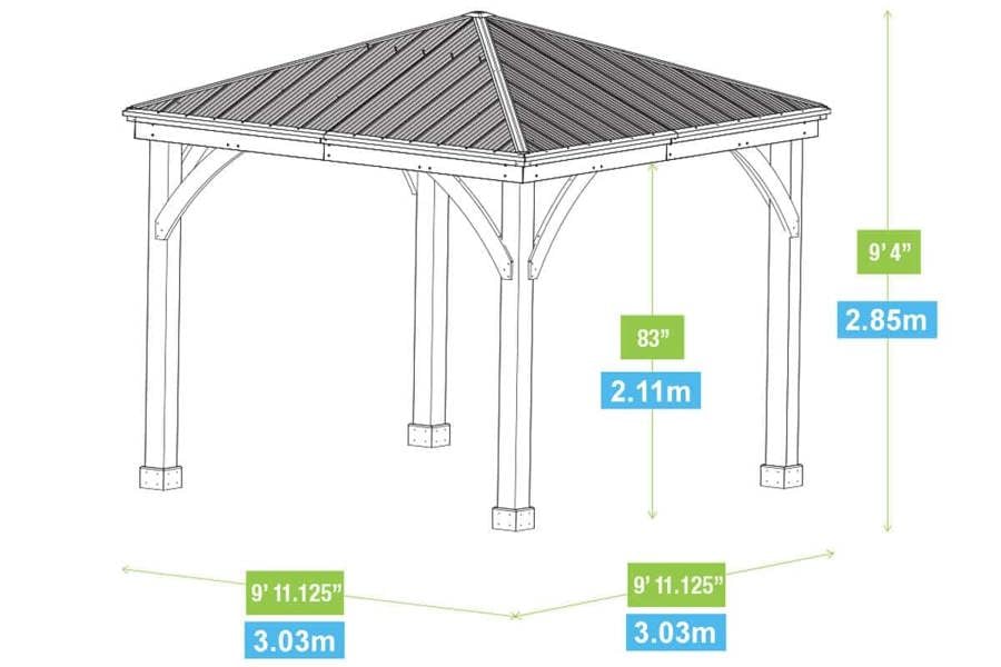 Yardistry Wooden Gazebo 10ft x 10ft (3m x 3m), Meridian Series 3m x 3m Wooden Gazebo 13
