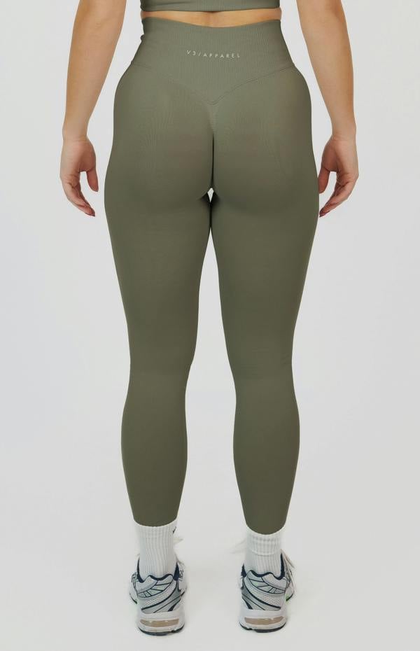 V3 Apparel Form Seamless Scrunch Sports Bra, Leggings & Shorts Set - Olive Green