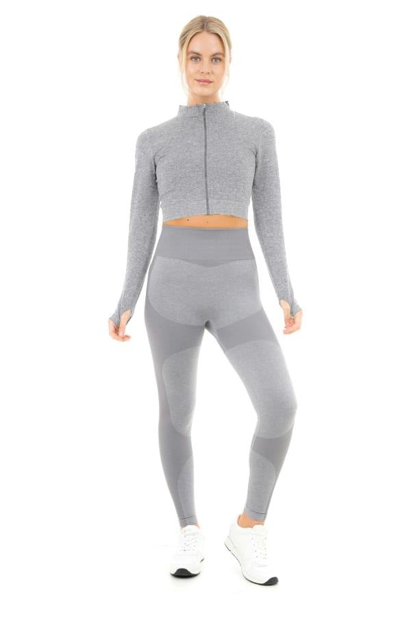 Women's Seamless Ribbed Marl Jacket - Grey Marl