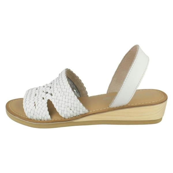 Leather Collection Ladies Leather Collection Low Wedge Weave Slingback Mules