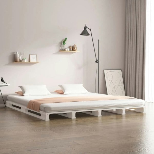 Berkfield Pallet Bed White 160x200 cm Solid Wood Pine