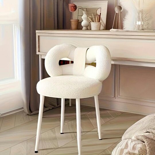 Havendro Butterfly Back Vanity Chair Makeup Computer Chair Lamb Fleece Fabric