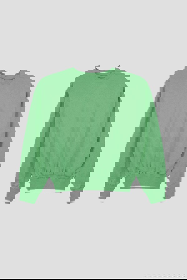 ENORSIA Ribbed Hem Cropped Sweatshirt