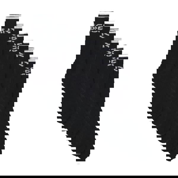 Boss Unisex Adult Ribbed Short Socks (Pack of 6) - Black - 