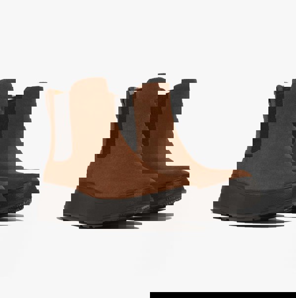 FitFlop F-MODE SUEDE FLATFORM Womens Chelsea Boots Rich Brown