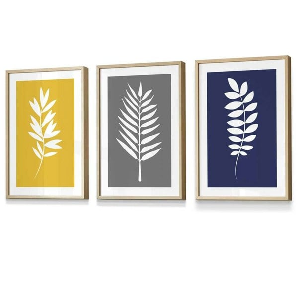 Framed Set of 3 Modern Tropical Leaf Prints | Artze Wall Art UK