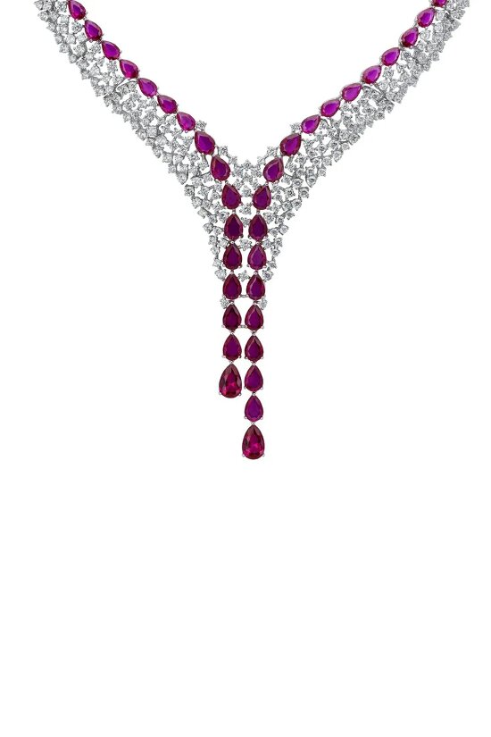 Latelita Baroness Statement Necklace Ruby Silver