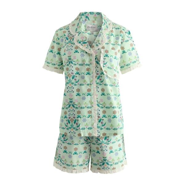 Cath Kidston Womens/Ladies Flowers Frill Detail Pyjama Set - Green - 