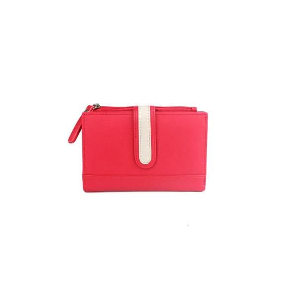 Eastern Counties Leather Womens Contrast Leather Purse - Watermelon/Ivory