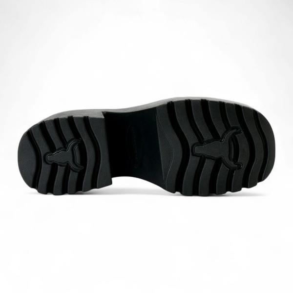 Windsorsmuth Lessons - Women's Black Leather Chunky Heel Buckle Shoes