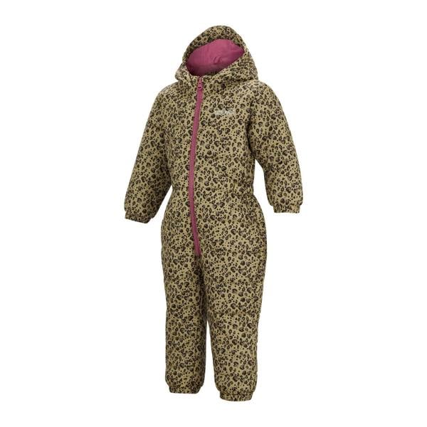 Regatta Childrens/Kids Penrose Heart Leopard Print Quilted Puddle Suit - Beige/Dark Brown/Violet - 