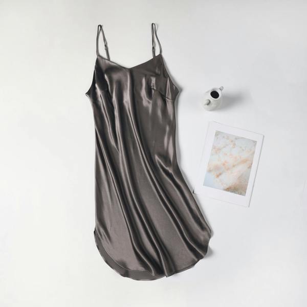 Silk Slip Dress River Nymph - Grey